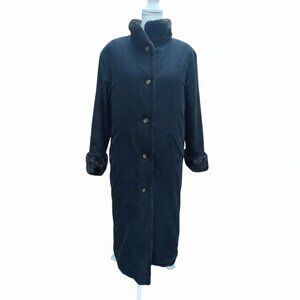 Chic Jones New York  Women S Black Faux Fur Buton Long Winter Casual Coat